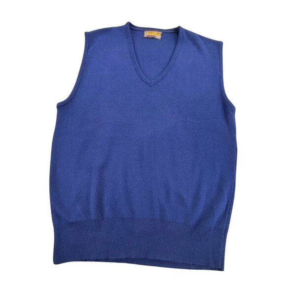 Vintage Sears Sportswear Navy Blue V-Neck Sweater Vest Large - Picture 1 of 6